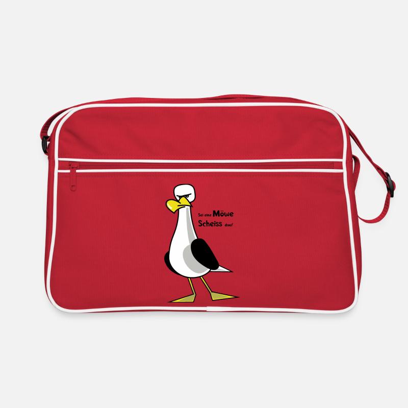 Sei eine Möwe ... - Retro Tasche - Rot/Weiß