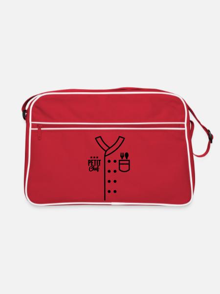 Enfants Chef Uniforme Petit Chef Enfant Costume de cuisine - Sac Retro - rouge/blanc - Devant