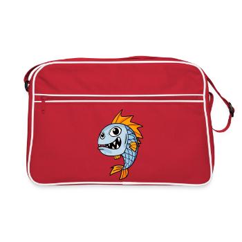 Piranha Poisson Piranhas Mer Dangereux Cadeau - Sac Retro - rouge/blanc - Devant