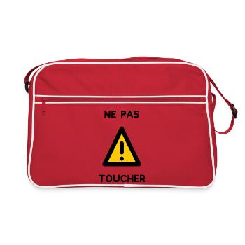 NE PAS TOUCHER. PANNEAU. DANGER. HUMOUR. DRÔLE - Sac Retro - rouge/blanc - Devant