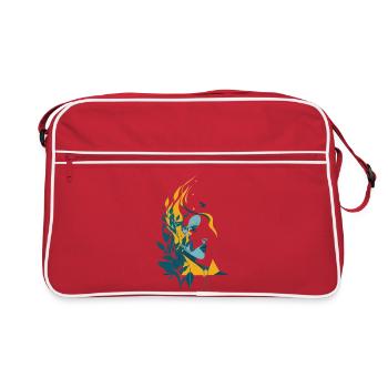 Wüstenportrait Blattkranz - Retro Tasche - Rot/Weiß - Vorne