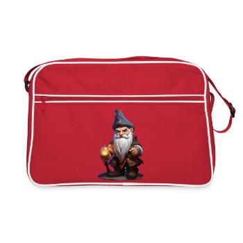 Dwarves Magician with Staff – Fantasy RPG Cartoon - Retro Bag - red/white - Front