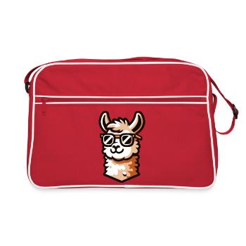 Hipster-Lama: Der zukunftsweisende Begleiter - Retro Tasche - Rot/Weiß - Vorne