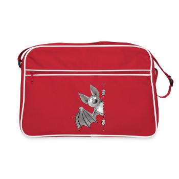 Lustige Fledermaus Cartoon Flughund - Retro Tasche - Rot/Weiß - Vorne