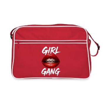 Girl Gang – Red lips with braces - Retro Bag - red/white - Front