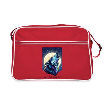 Loup mystique sous la pleine lune - Sac Retro - rouge/blanc - Devant