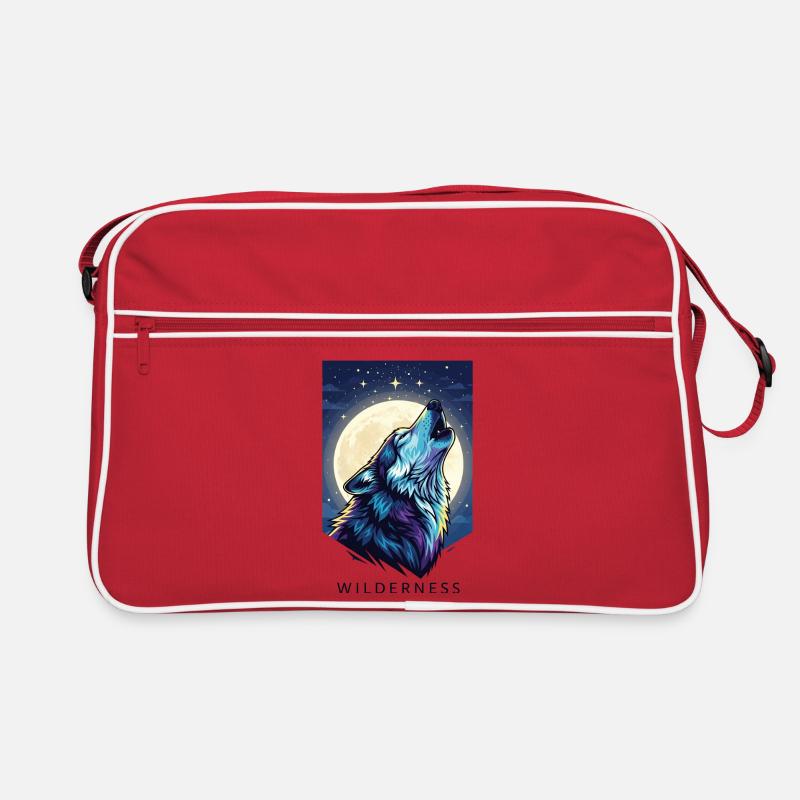 Mystical Wolf under Full Moon Retro Bag