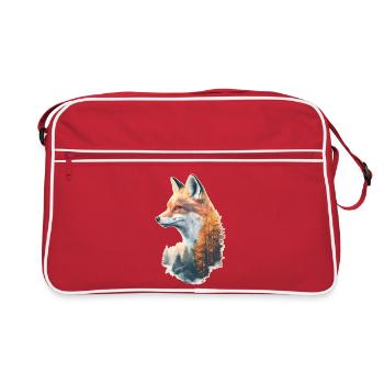 Fuchs im Herbstwald - Retro Tasche - Rot/Weiß - Vorne