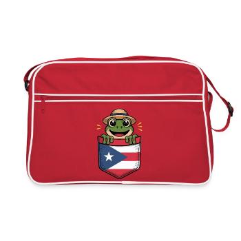 Porto Rico Coqui Avec Chapeau De Paille Dans Le Drapeau - Sac Retro - rouge/blanc - Devant