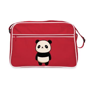 dessin panda, panda mignon, bébé panda - Sac Retro - rouge/blanc - Devant