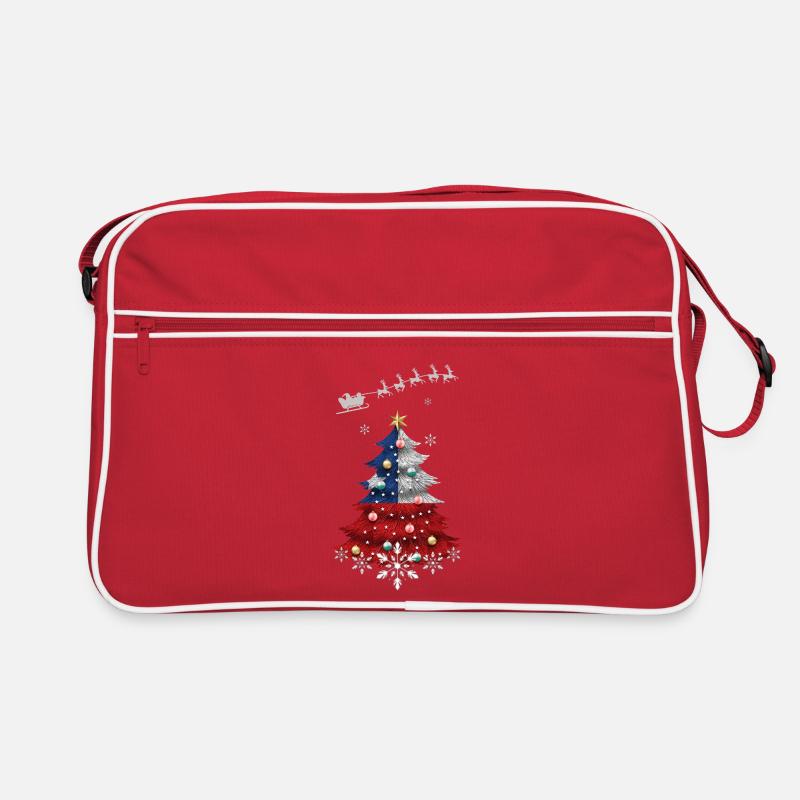 Weihnachtsbaum mit Chile Flagge Retro Tasche