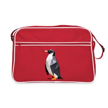 Polygon Penguin: Geometric Elegance - Retro Bag - red/white - Front