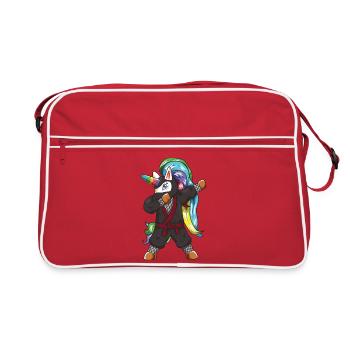 Dabbing Ninja Unicorn Martial Arts Black Belt Funn - Retro Bag - red/white - Front