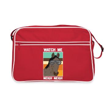 Cool Horse Shutter Shades Retro 80s Animal Design - Retro Bag - red/white - Front