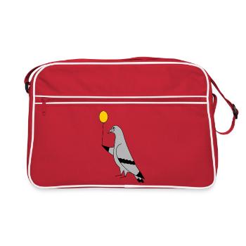 Pigeon with Balloon – Urban Minimal Art - Retro Tasche - Rot/Weiß - Vorne