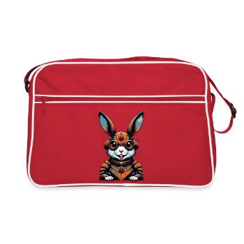 Le lapin steampunk en tenue orange - Sac Retro - rouge/blanc - Devant