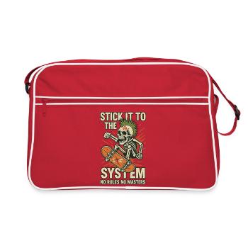 Skateboard Skeleton contre le système - Sac Retro - rouge/blanc - Devant