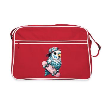 Cool Skateboard Bird with Cap – Streetstyle Desi - Retro Bag - red/white - Front