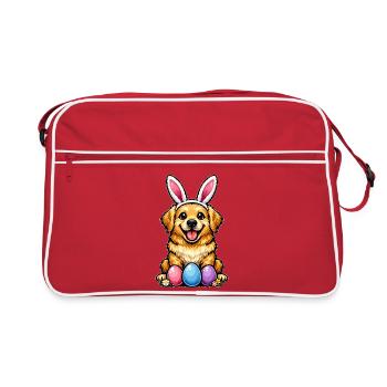 Oreilles de lapin de Pâques Goldie Golden Retriever - Sac Retro - rouge/blanc - Devant