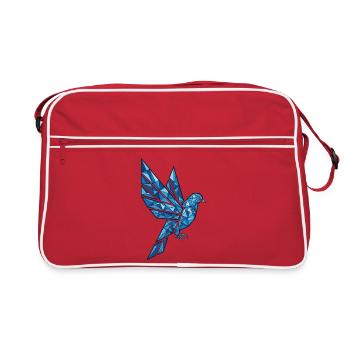 Colombe polygonale bleue volante – Colombe géométrique abstraite - Sac Retro - rouge/blanc - Devant