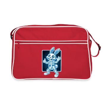 Squelette de lapin à rayons X Drôle de design d’Halloween - Sac Retro - rouge/blanc - Devant