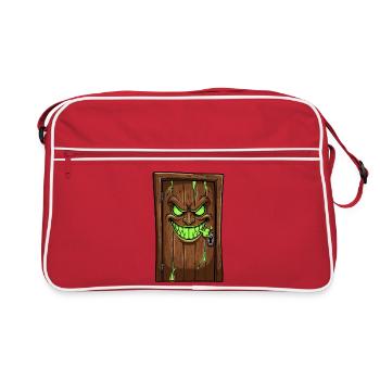 Dämonische Türgesichter Holz - Retro Tasche - Rot/Weiß - Vorne