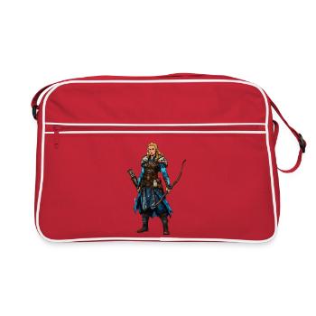 Viking Warrior with Bow & Fur Cloak - Retro Bag - red/white - Front