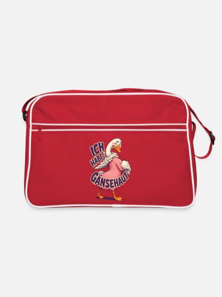 Ich Habe Gänsehaut – Lustige Gans - Retro Tasche - Rot/Weiß - Vorne