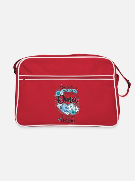 Die besten Momente mit Oma Herz - Retro Tasche - Rot/Weiß