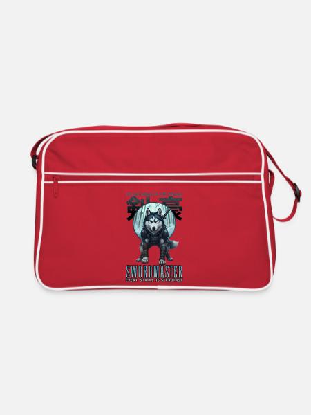 Samurai Husky Tomoe Schwertmeister-Design - Retro Tasche - Rot/Weiß