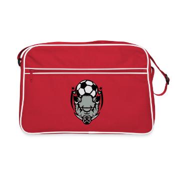soccer football logo ferocious boar boar3 - Retro Bag - red/white - Front