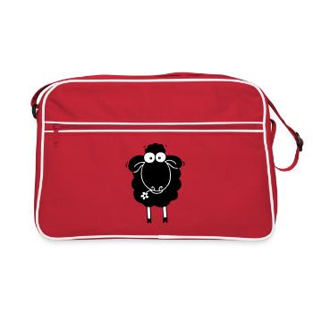 Schaf schwarz - Retro Tasche - Rot/Weiß - Vorne