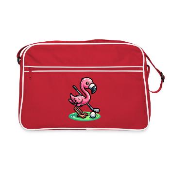 Flamingo Golfer - Fun Golf Design - Sac Retro - rouge/blanc - Devant