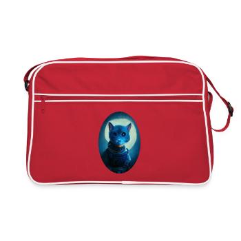 Astronauten Katze - Retro Tasche - Rot/Weiß - Vorne