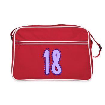 18. 18 YEARS OLD. 18th ANNIVERSARY. 18 BIRTHDAY. - Retro Bag - red/white - Front