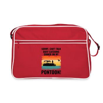 Pontoon Boat Motor Boating Silent Fishing Retro - Retro Bag - red/white - Front