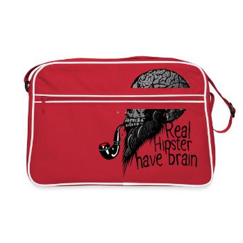 real hipster death head have brain crane skull p - Retro Bag - red/white - Front
