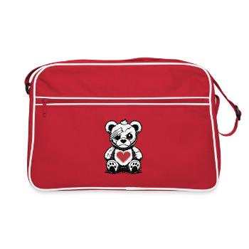 Grumpy Teddy with a good Heart - Retro Bag - red/white - Front