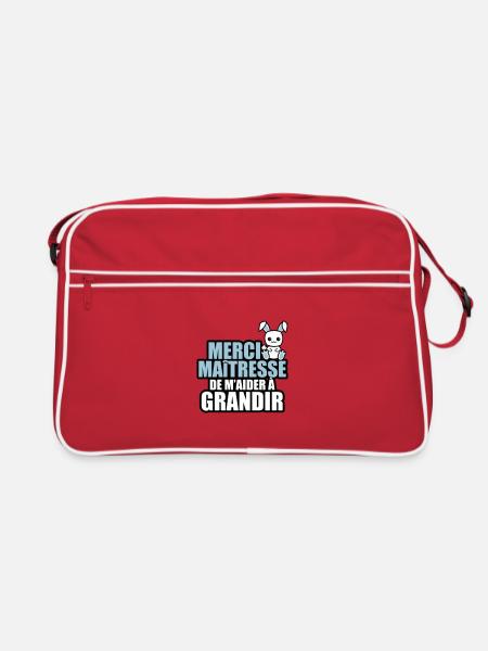 merci maîtresse de m'aider à grandir - Sac Retro - rouge/blanc - Devant
