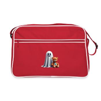 The ghost and the tickling teddy bear - Retro Bag - red/white - Front