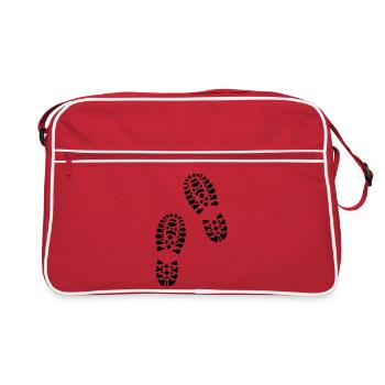 For lovers of hiking: hiking boots, footprints. - Retro Bag - red/white - Front