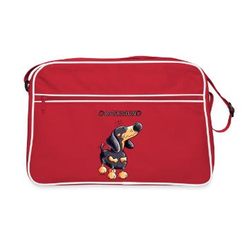 Knuffiger Dackel - Retro Tasche - Rot/Weiß - Vorne