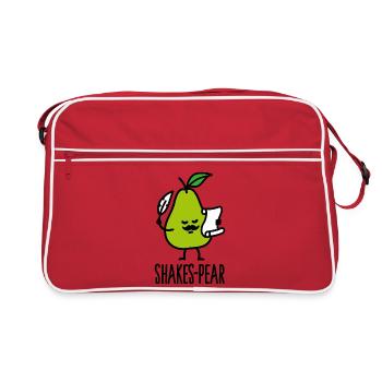 Shakes-Pear, Shakespeare funny pear pun cartoon - Retro Bag - red/white - Front