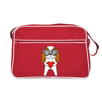 Cavalier King Charles Épagneul avec lunettes de soleil - Sac Retro - rouge/blanc - Devant