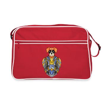 Knight Dog Dog Race Boxer allemand avec armure - Sac Retro - rouge/blanc - Devant