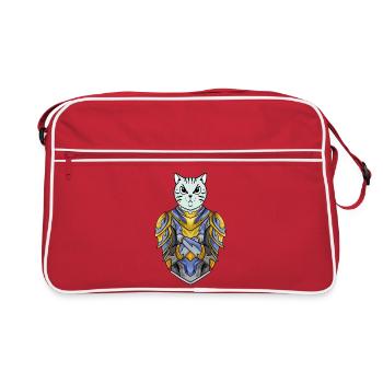 Ritter Katze Katzenrasse Britisch Kurzhaar - Retro Tasche - Rot/Weiß - Vorne