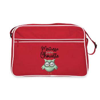 Maîtresse super chouette verte 3D - Sac Retro - rouge/blanc - Devant