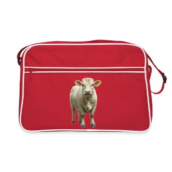 Charolais Rind - Retro Tasche - Rot/Weiß - Vorne