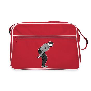 Petanque Spieler Rechtshänder - Retro Tasche - Rot/Weiß - Vorne