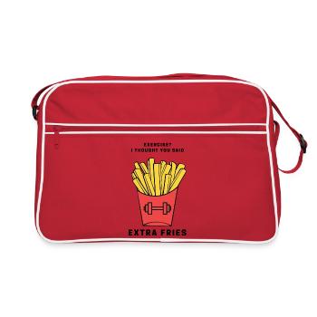 Exercice? Je pensais que vous aviez dit frites supplémentaires Drôle - Sac Retro - rouge/blanc - Devant